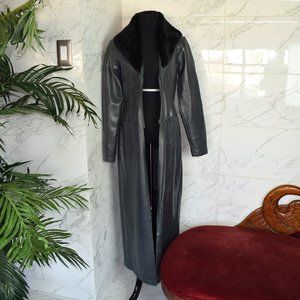 Louise Paris Faux Leather Maxi Rain Trench Coat